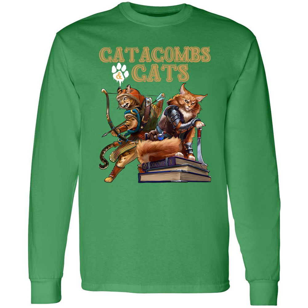 Catacombs & Cats Long Sleeve T-Shirt - Irish Green - 10