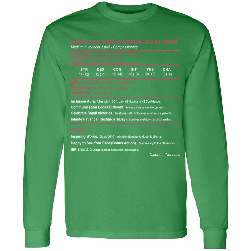 Special Education Teacher Long Sleeve T-Shirt - Irish Green - 10