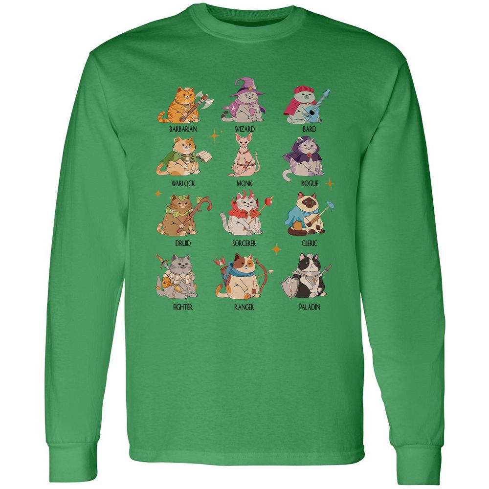 Dungeons And Cats Long Sleeve T-Shirt - Irish Green - 10