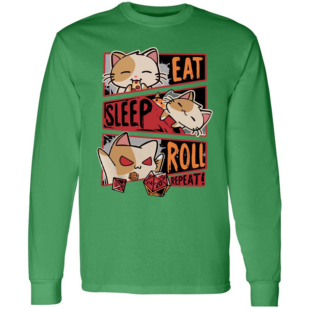 Eat Sleep Roll Repeat Long Sleeve T-Shirt - Irish Green - 10