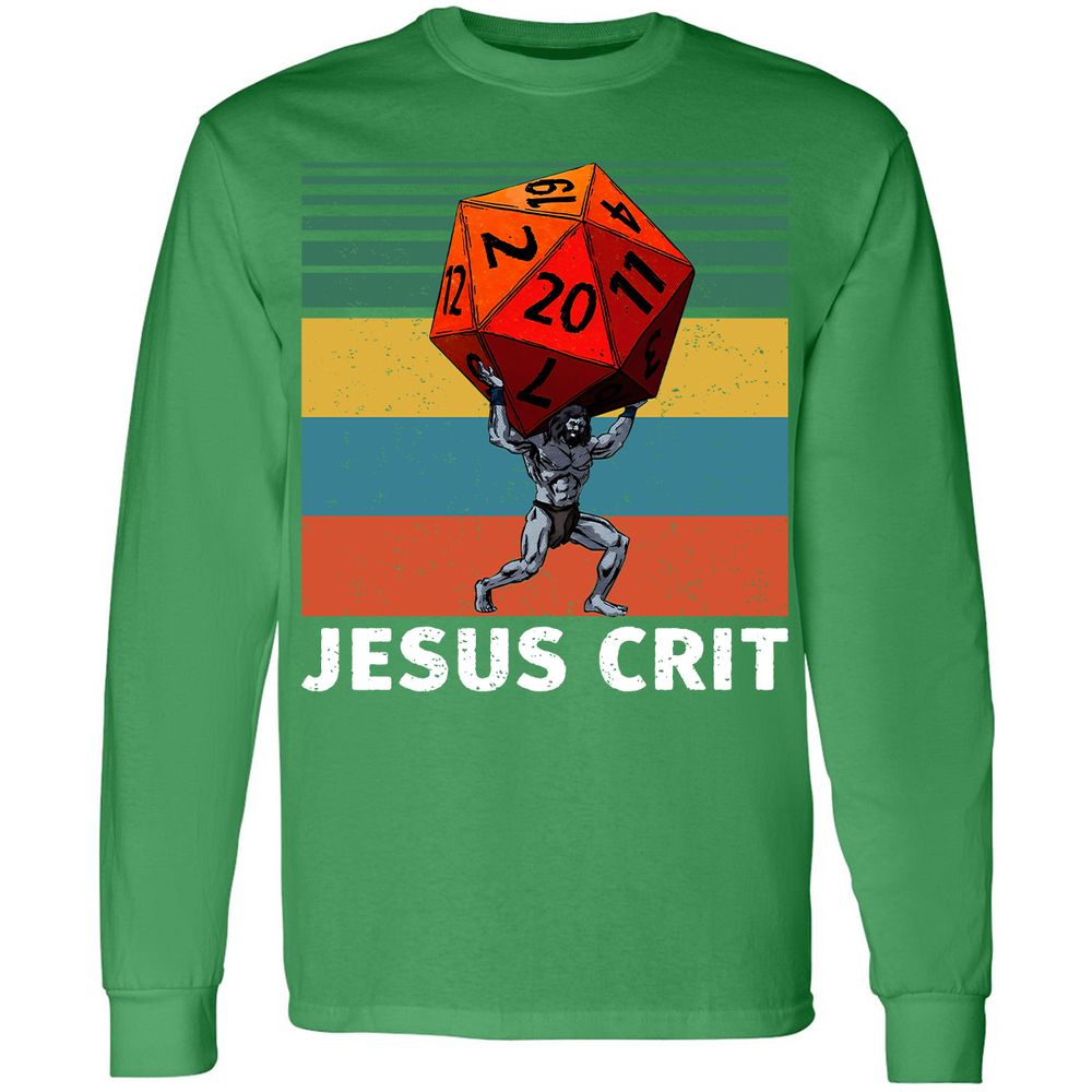 Jesus Crit Long Sleeve T-Shirt - Irish Green - 10