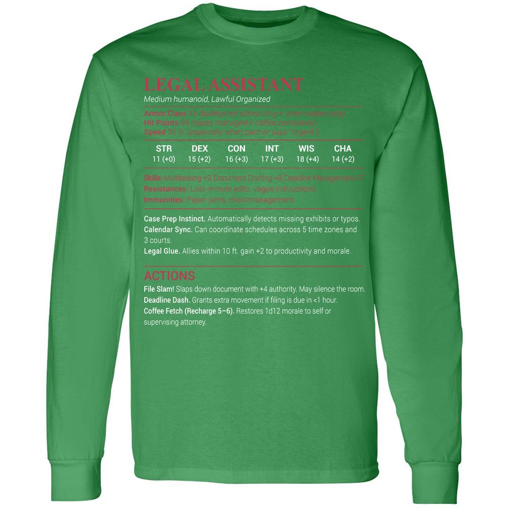 Legal Assistant Long Sleeve T-Shirt - Irish Green - 10