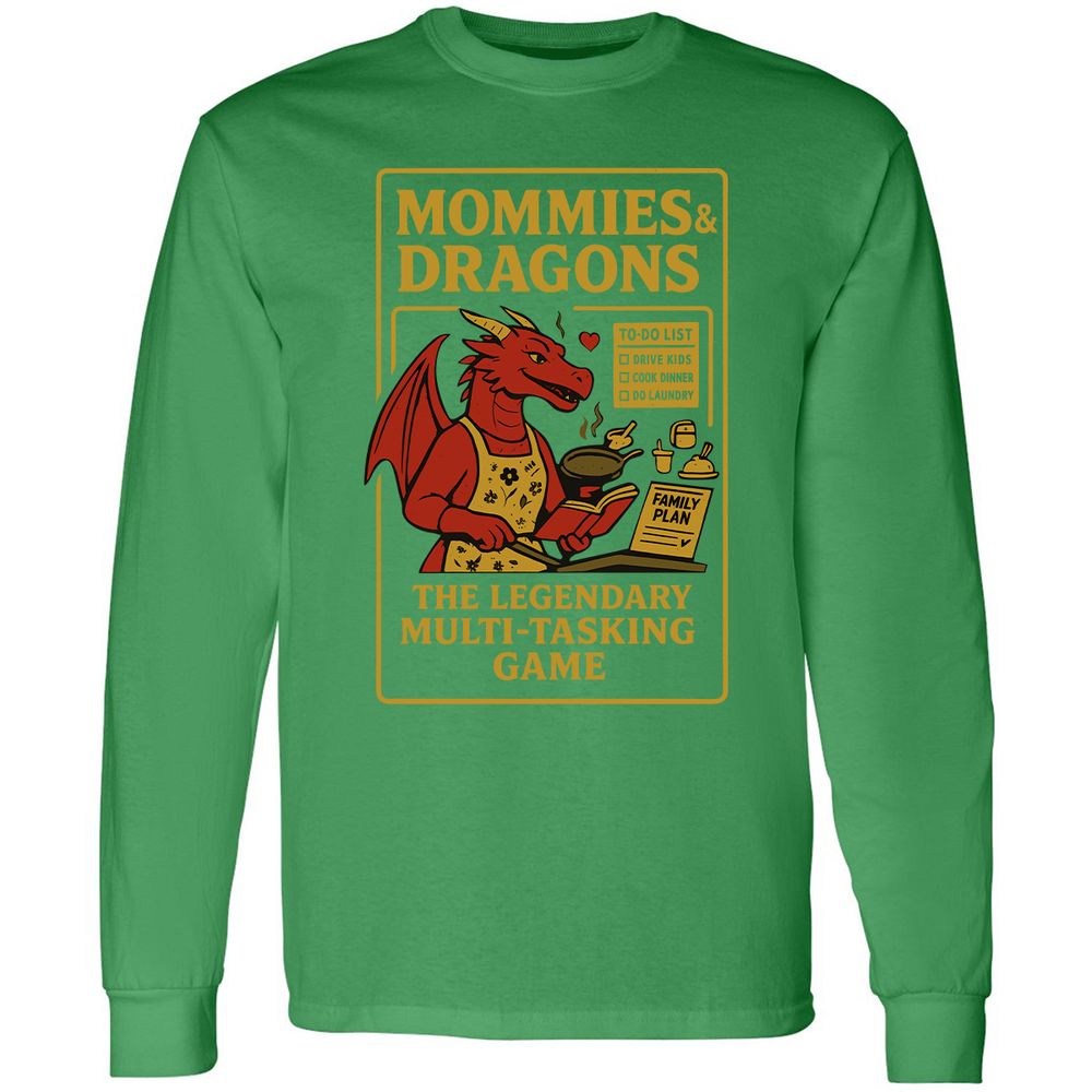 Mommies & Dragons Long Sleeve T-Shirt - Irish Green - 10