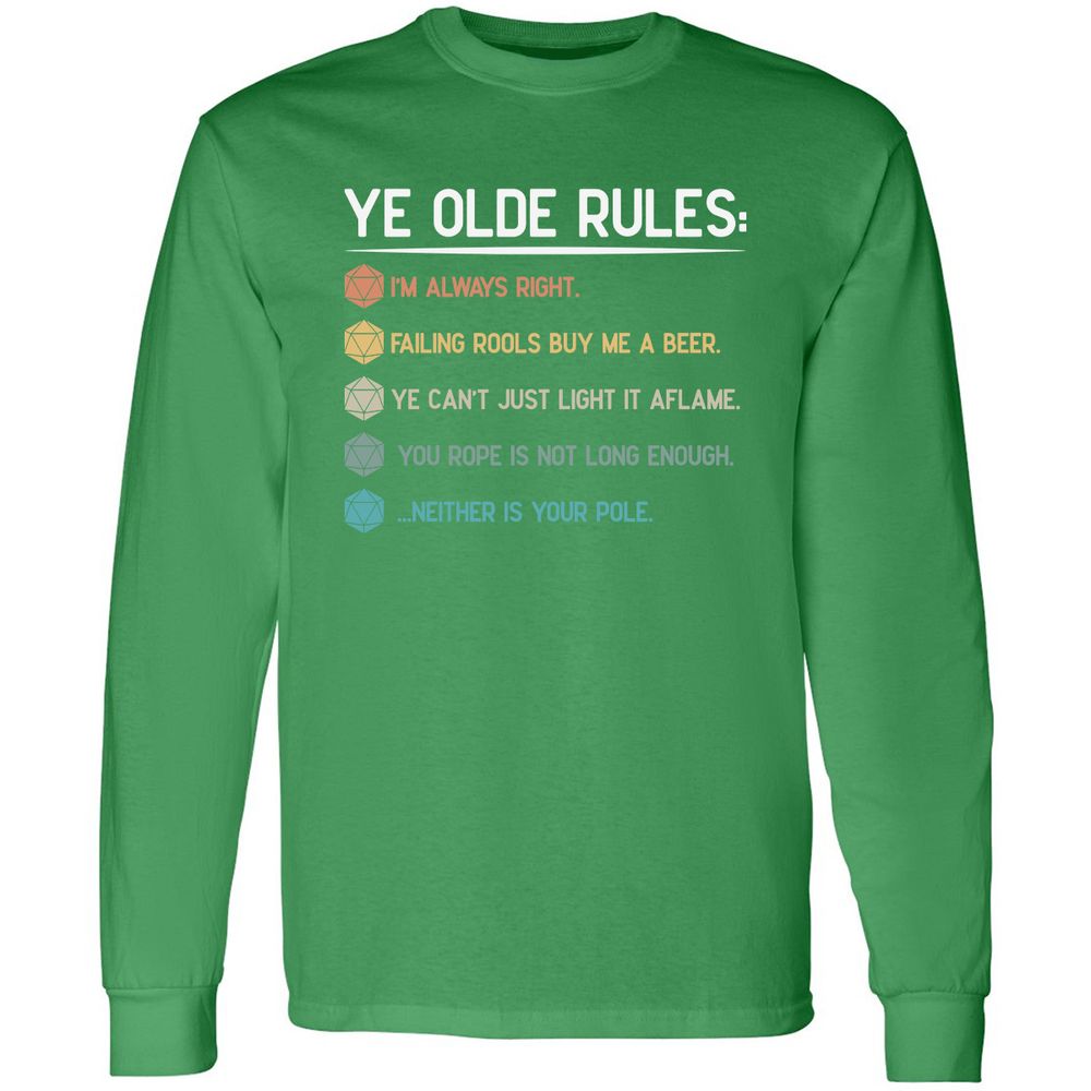 Dungeon Master Rules – Ye Olde RPG Long Sleeve T-Shirt - Irish Green - 10