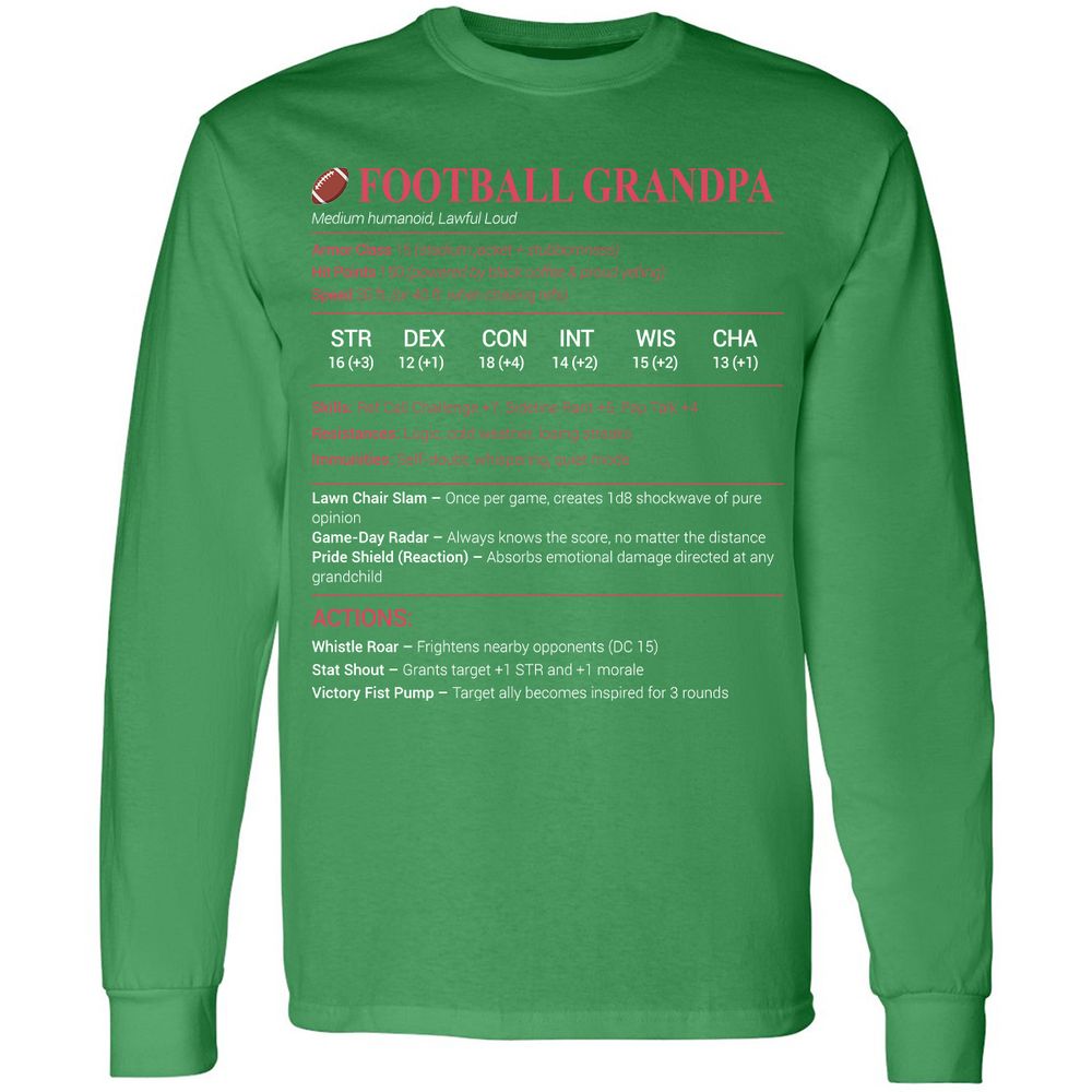Football Grandpa Long Sleeve T-Shirt - Irish Green - 10