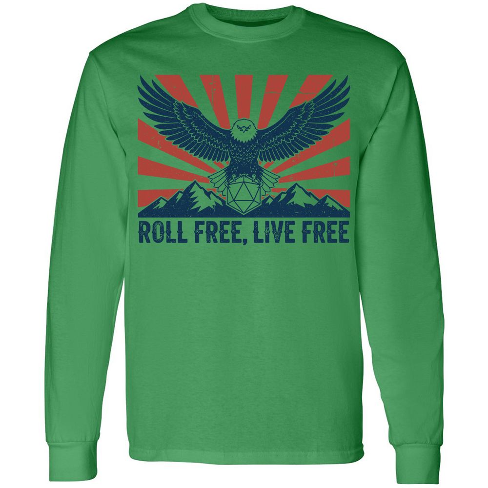 Roll Free, Live Free Long Sleeve T-Shirt - Irish Green - 10