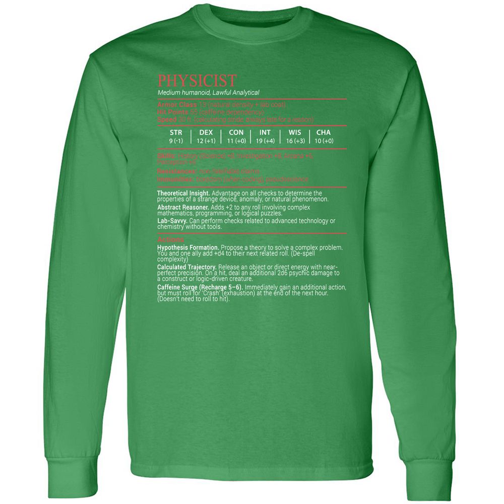 Physicist Stats Block - Irish Green - 10