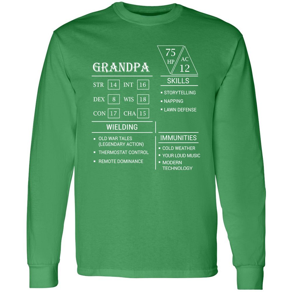 Grandpa Stats Long Sleeve T-Shirt - Irish Green - 10