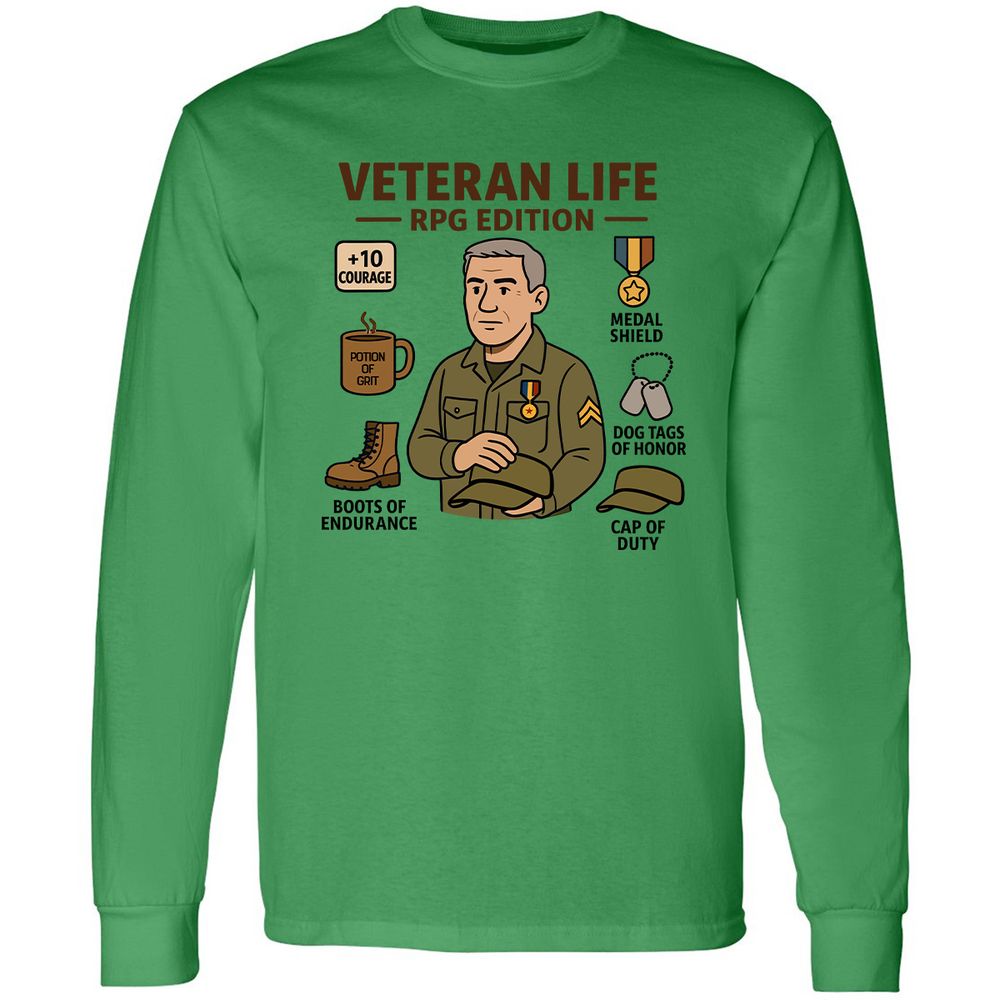 Veteran Life RPG Edition Long Sleeve T-Shirt - Irish Green - 10
