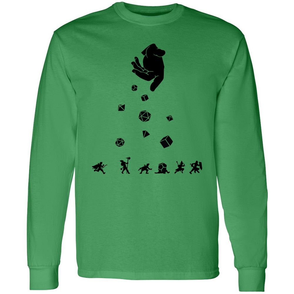 Rocks Fall, Everyone Dice Long Sleeve T-Shirt - Irish Green - 10