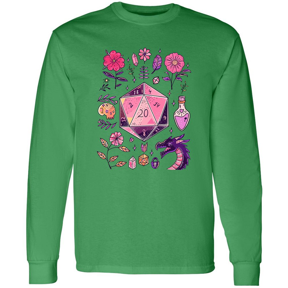 Mystic D20 Floral Dice Art - Irish Green - 10