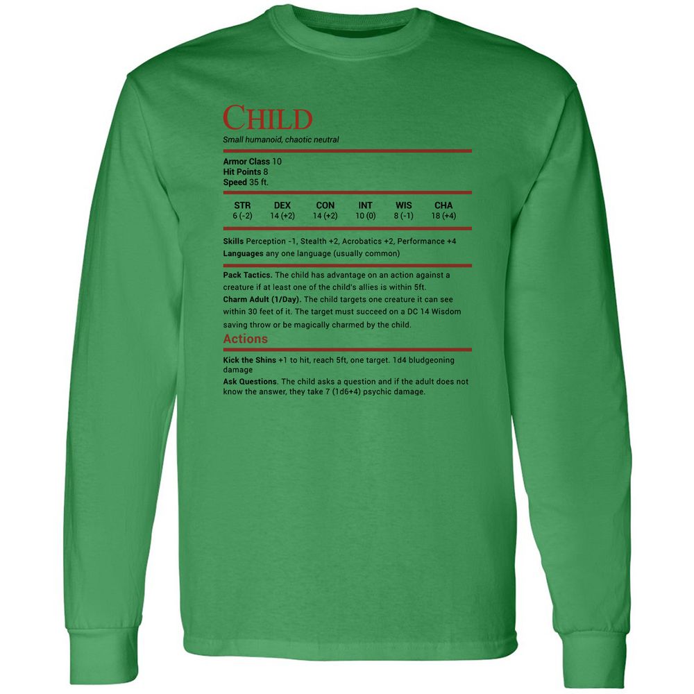 Child Stats Long Sleeve T-Shirt - Irish Green - 10