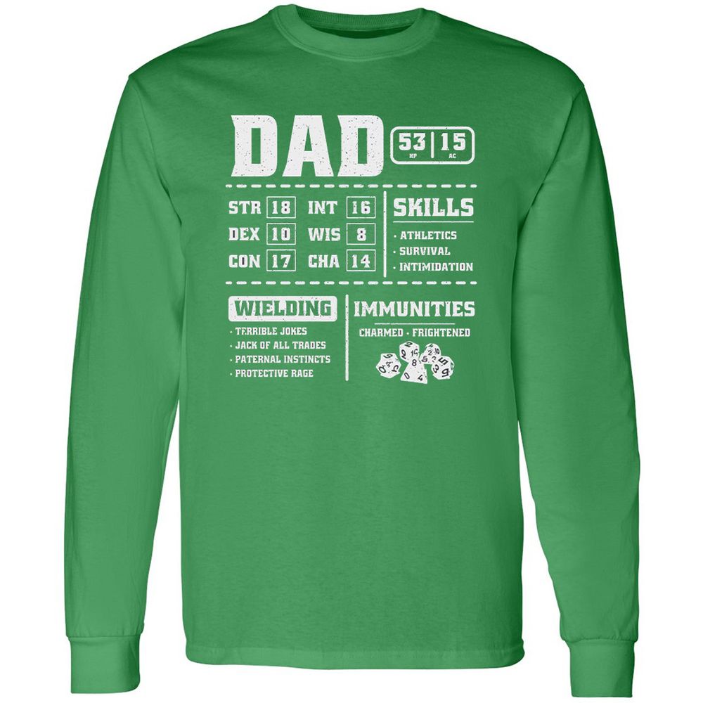 Dad Stat Block 2 Long Sleeve T-Shirt - Irish Green - 10