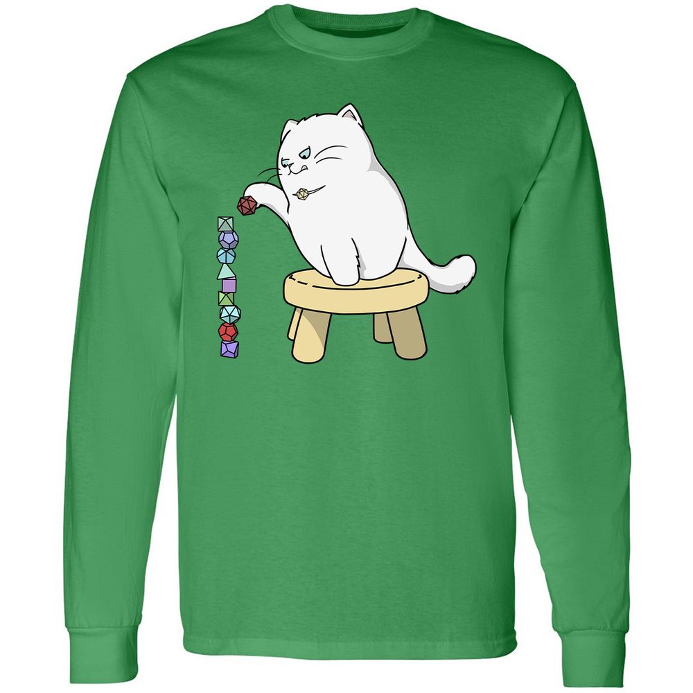 Cat Stacking Dice Long Sleeve T-Shirt - Irish Green - 10