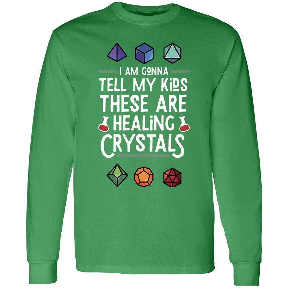 Healing Crystals Long Sleeve T-Shirt - Irish Green - 10