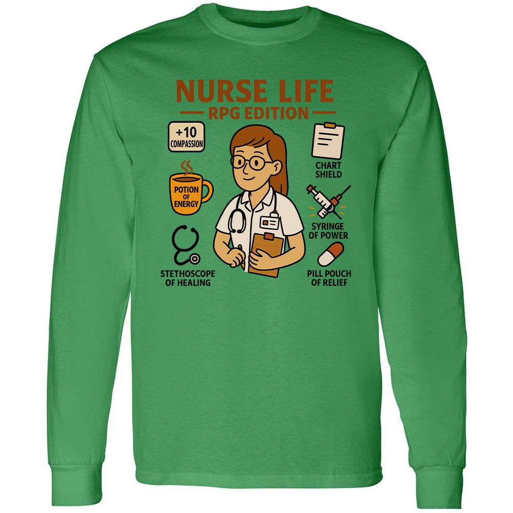 Nurse Life RPG Edition Long Sleeve T-Shirt - Irish Green - 10