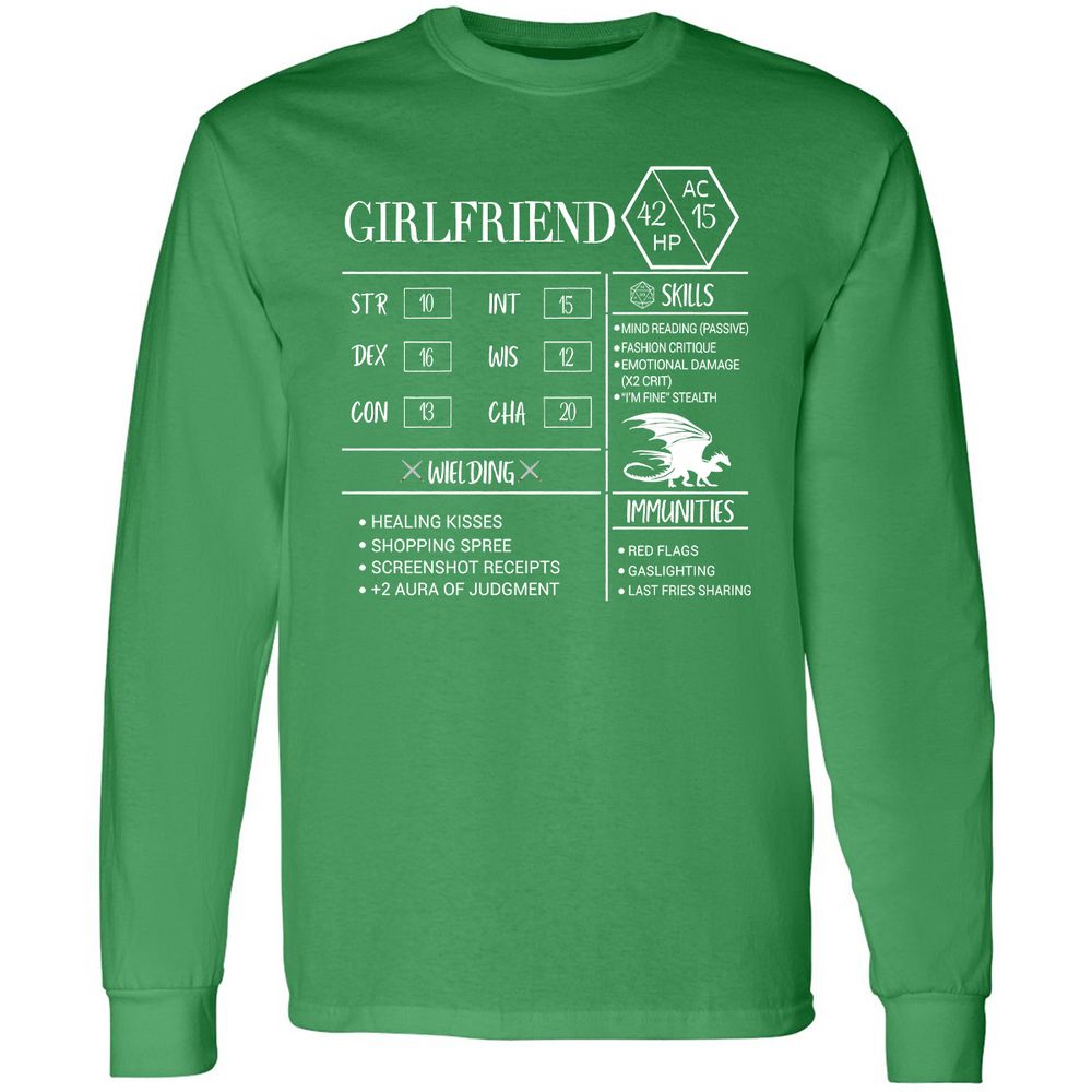 Girlfriend Stats Long Sleeve T-Shirt - Irish Green - 10
