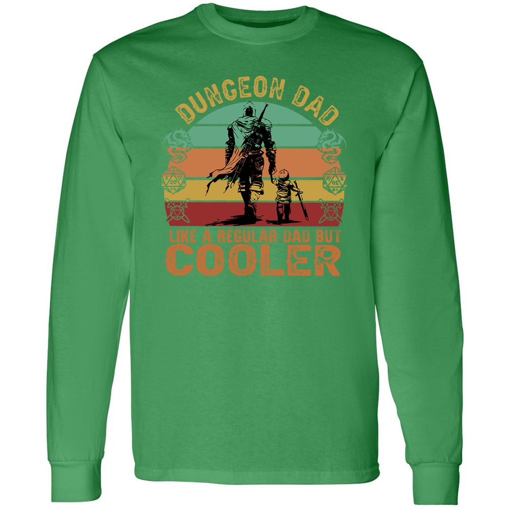 Dungeon Dad Like A Regular Dad Long Sleeve T-Shirt - Irish Green - 10