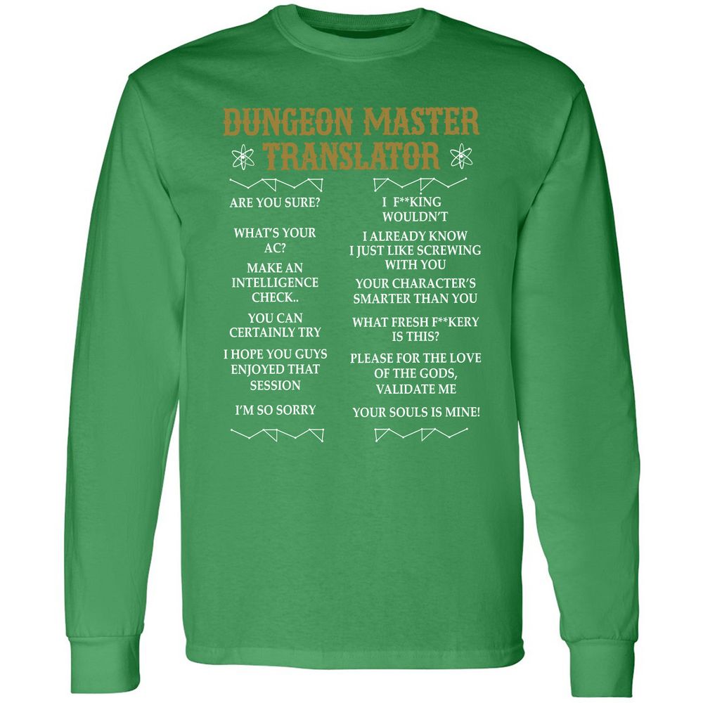 Dungeon Master Translator Long Sleeve T-Shirt - Irish Green - 10