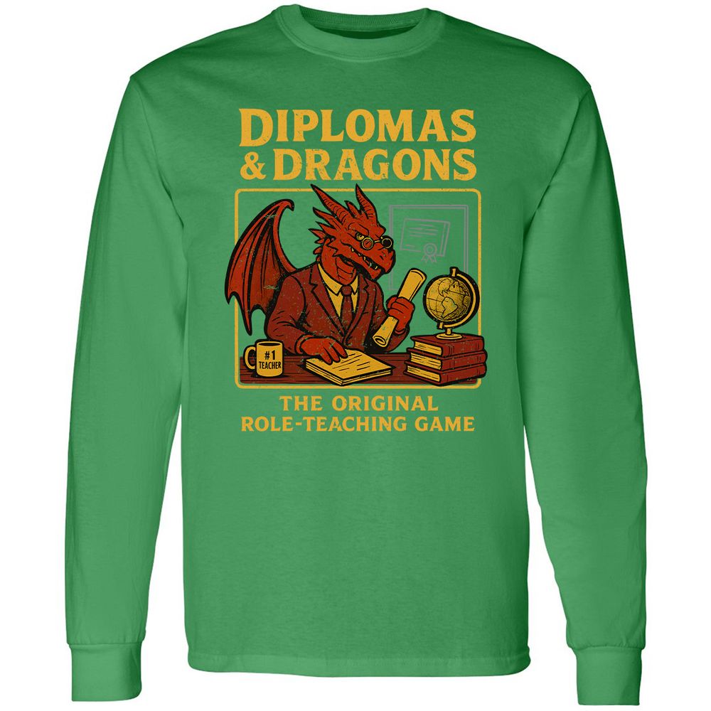 Diplomas & Dragons Long Sleeve T-Shirt - Irish Green - 10