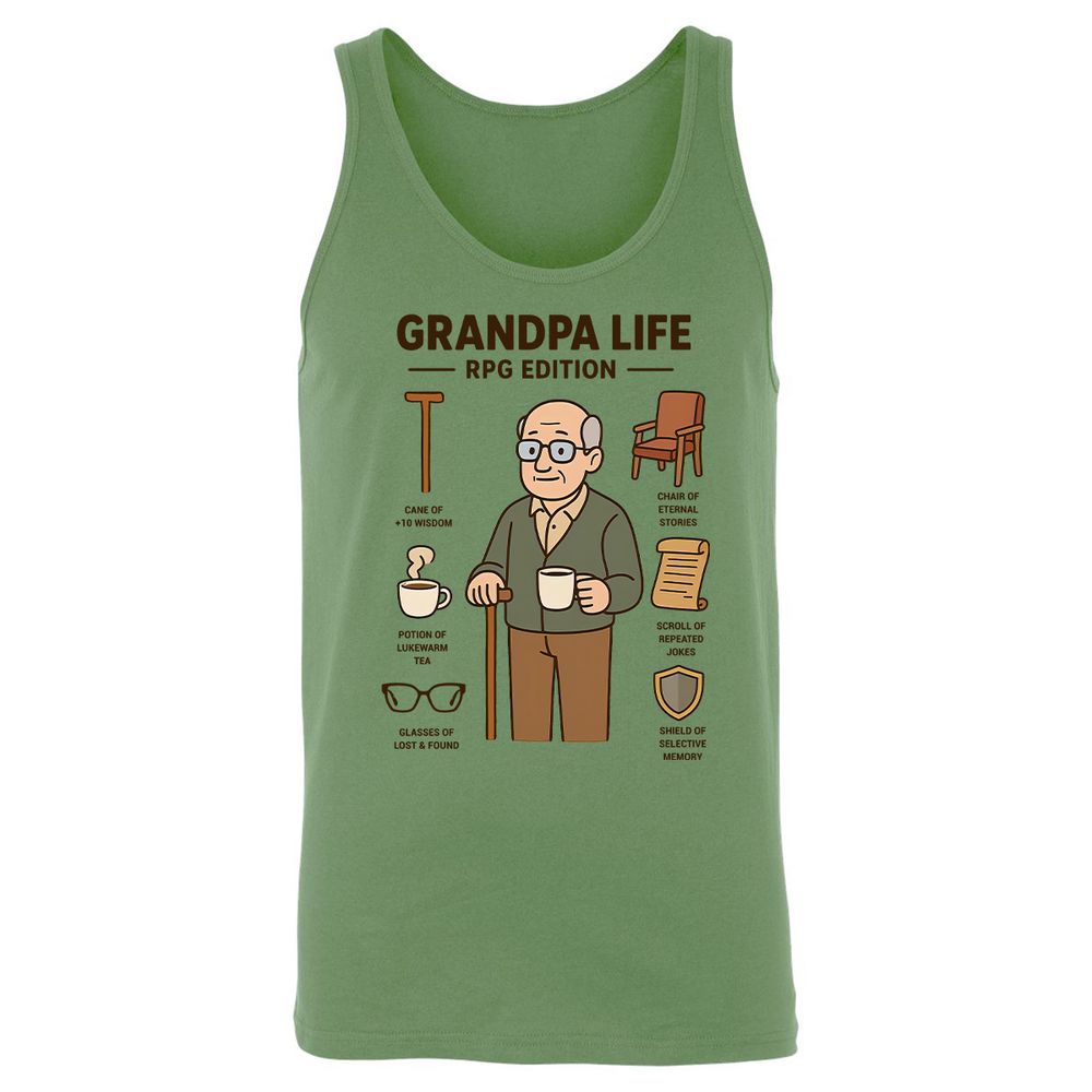 Grandpa Life RPG Edition Unisex Jersey Tank - Leaf - 10