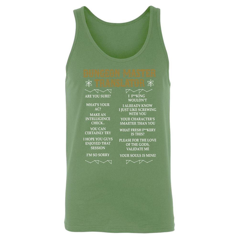 Dungeon Master Translator Unisex Jersey Tank - Leaf - 10