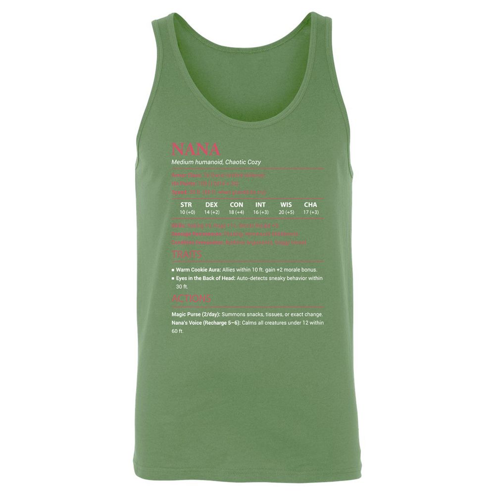 Nana Stats Unisex Jersey Tank - Leaf - 10
