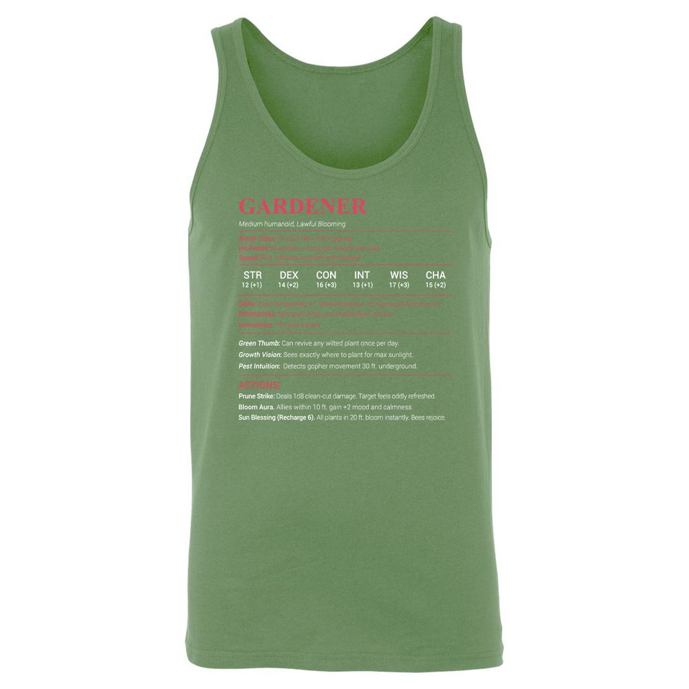 Gardener Stats Unisex Jersey Tank - Leaf - 10