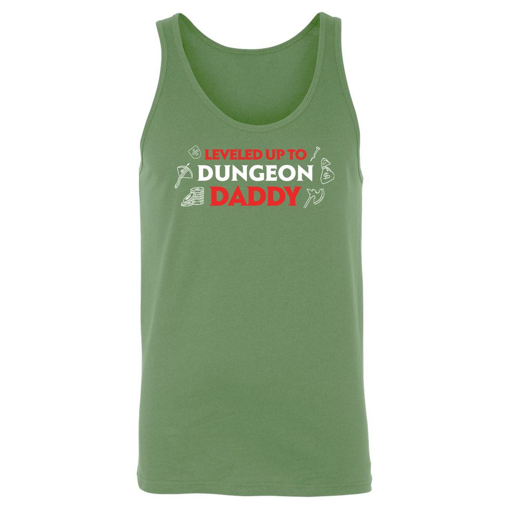 Leveled Up To Dungeon Daddy Unisex Jersey Tank - Leaf - 10