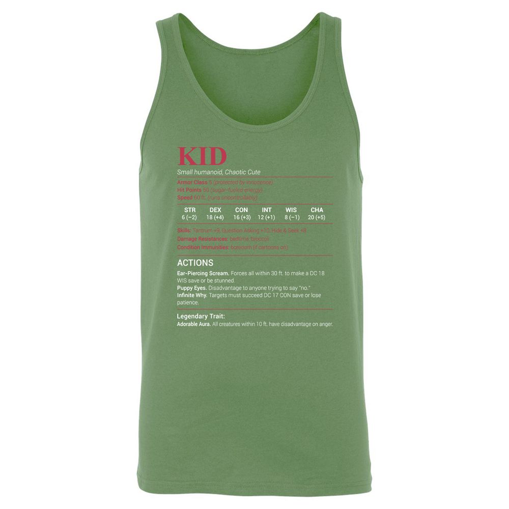 Kid Stats Unisex Jersey Tank - Leaf - 10