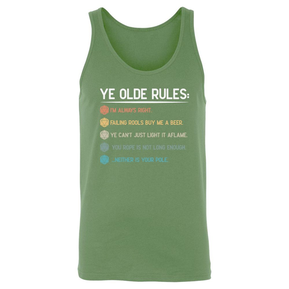Dungeon Master Rules – Ye Olde RPG Unisex Jersey Tank - Leaf - 10