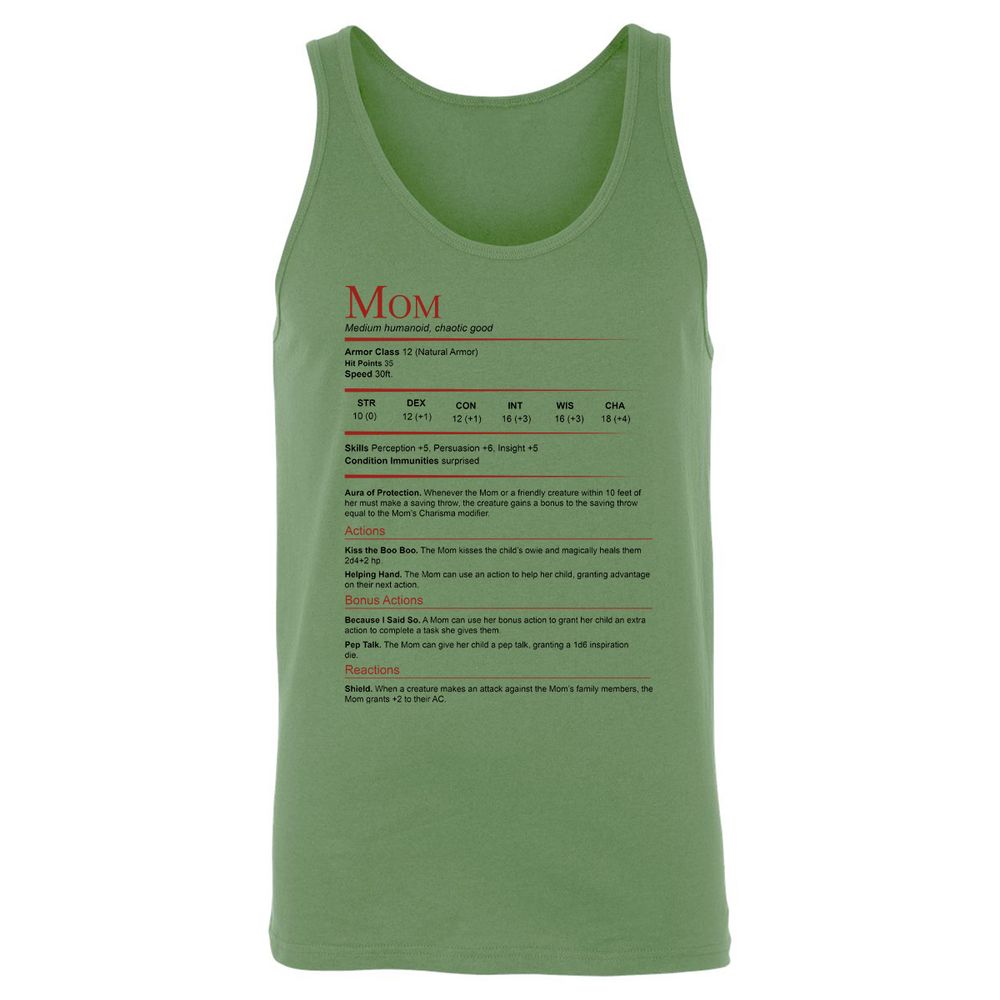 Mom Stats Unisex Jersey Tank - Leaf - 10