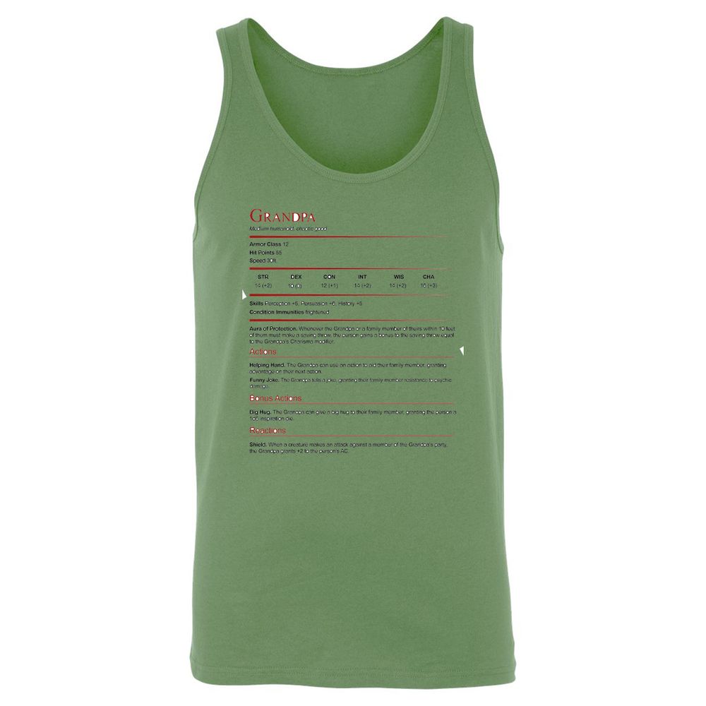 Grandpa Stat Block Unisex Jersey Tank - Leaf - 10