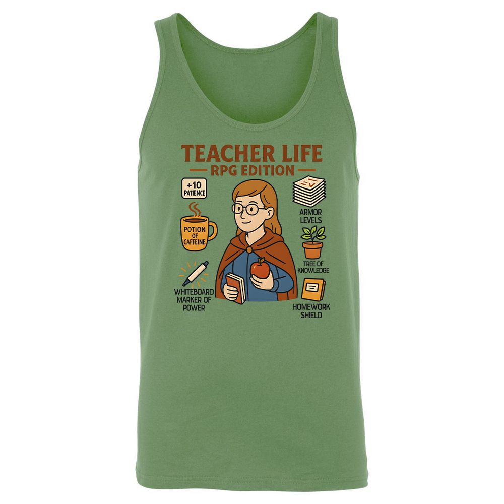 Teacher Life RPG Edition Unisex Jersey Tank - Leaf - 10