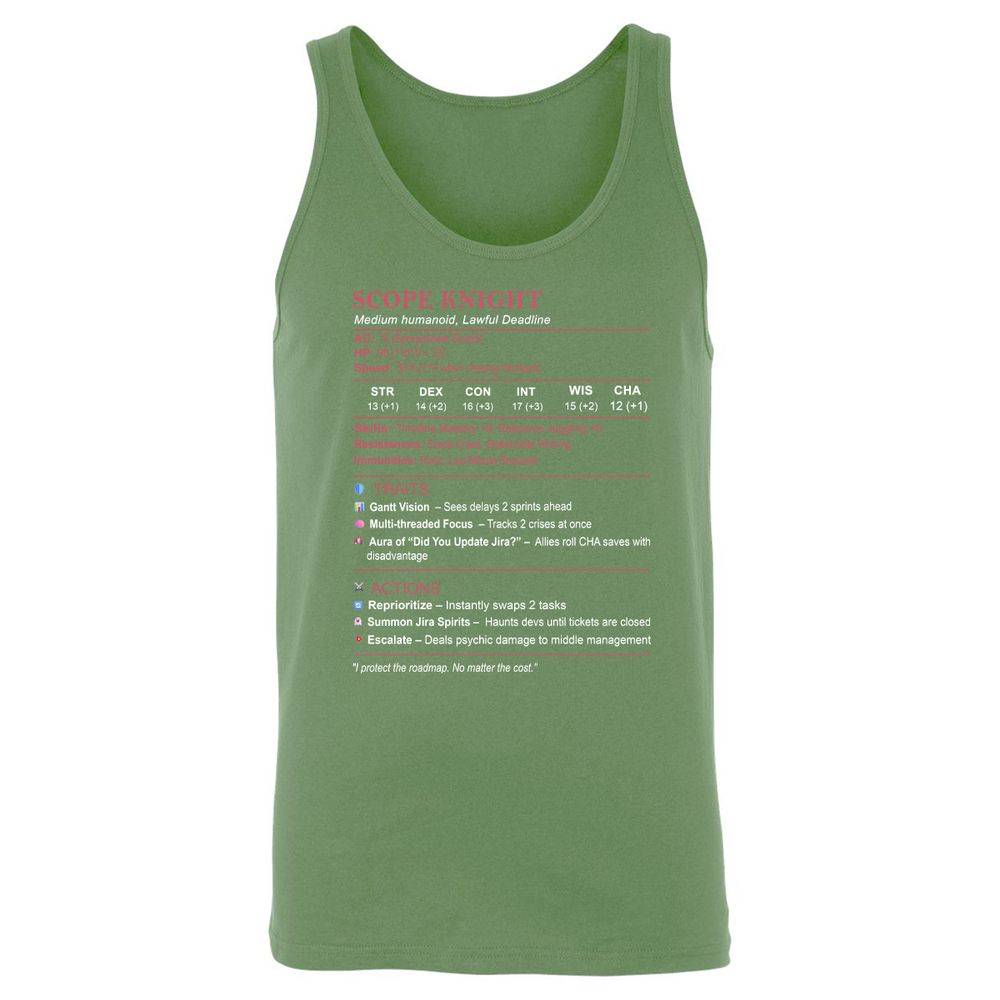 PM Stats Unisex Jersey Tank - Leaf - 10