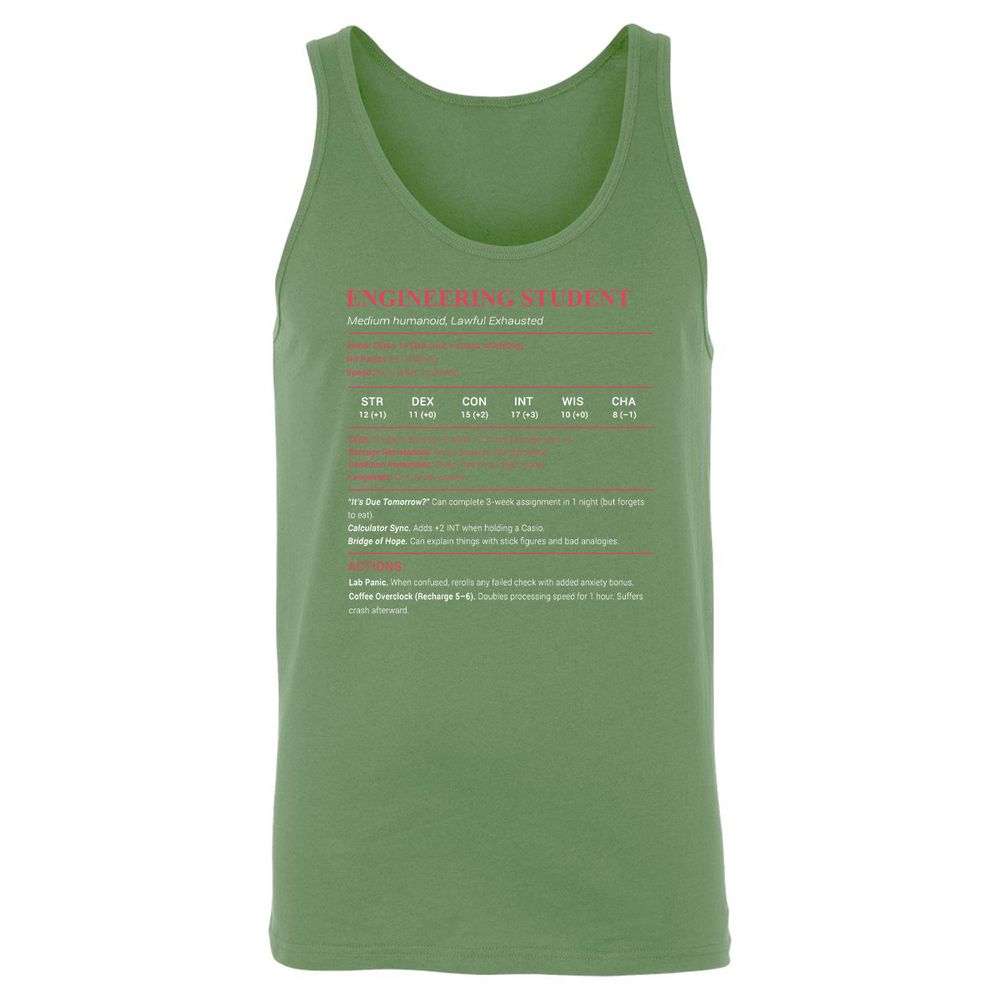 Engineering Student Unisex Jersey Tank - Leaf - 10