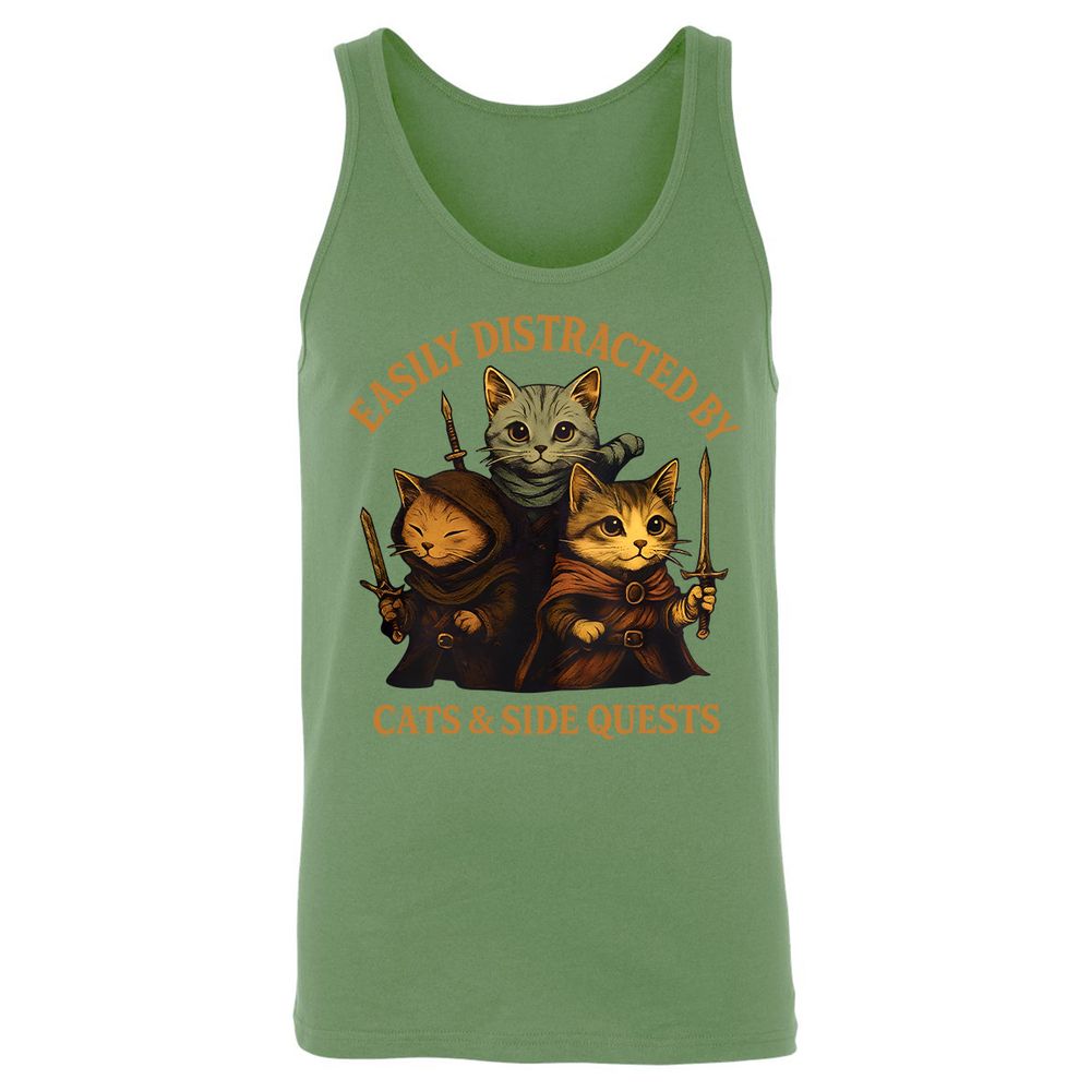 Easily Distracted By Cats & Side Quests Unisex Jersey Tank - Leaf - 10