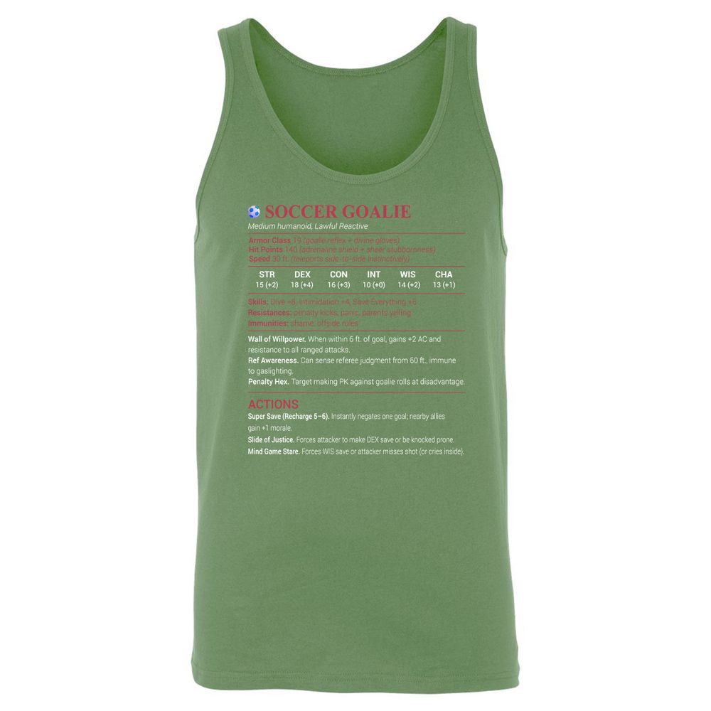 Soccer Goalie Unisex Jersey Tank - Leaf - 10