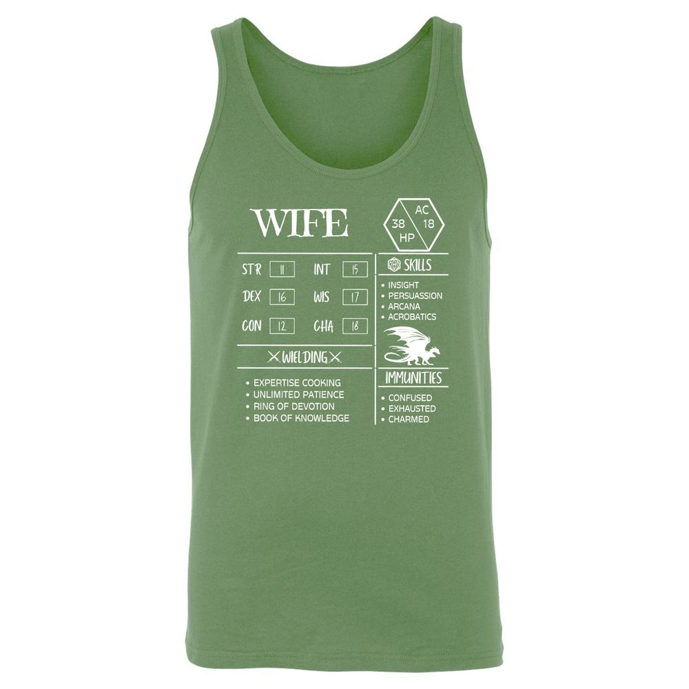 Wife Stats 2 Unisex Jersey Tank - Leaf - 10