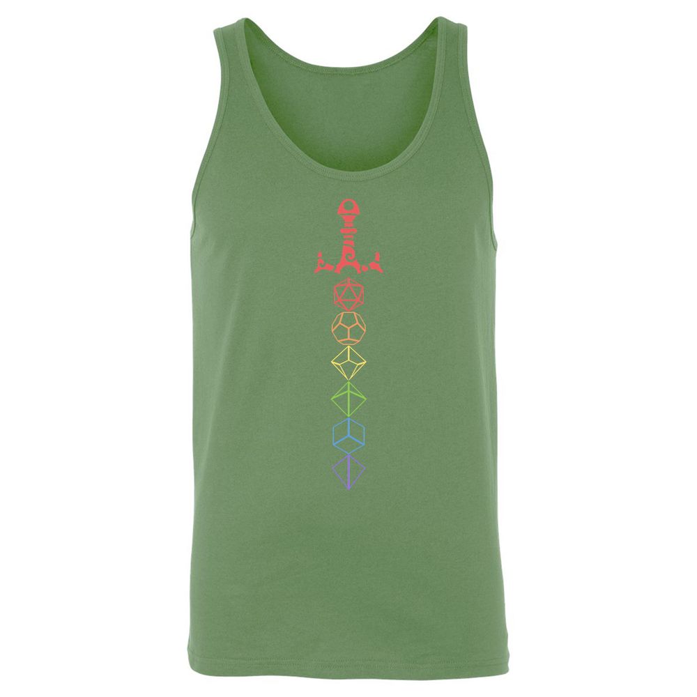 Rainbow Dice Sword LGBT Unisex Jersey Tank - Leaf - 10