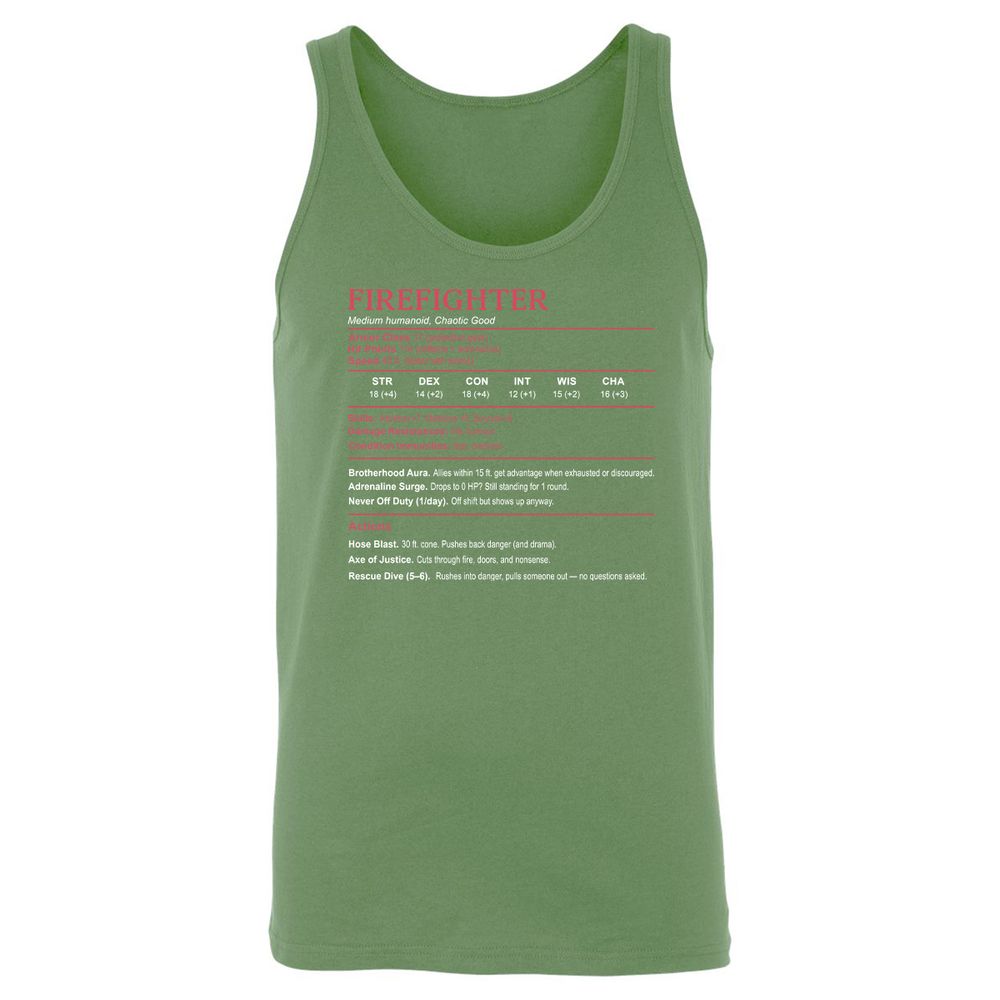 Firefighter Stats Unisex Jersey Tank - Leaf - 10
