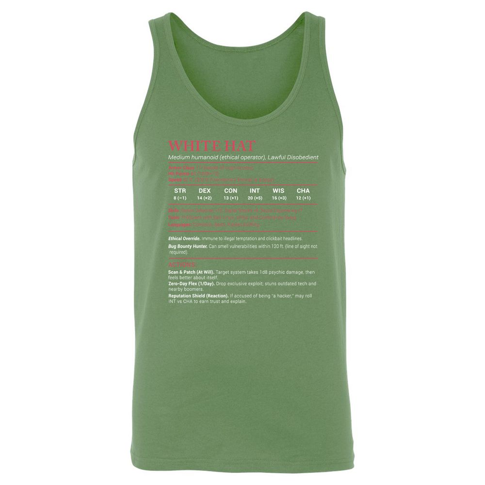 White Hat Stats Unisex Jersey Tank - Leaf - 10