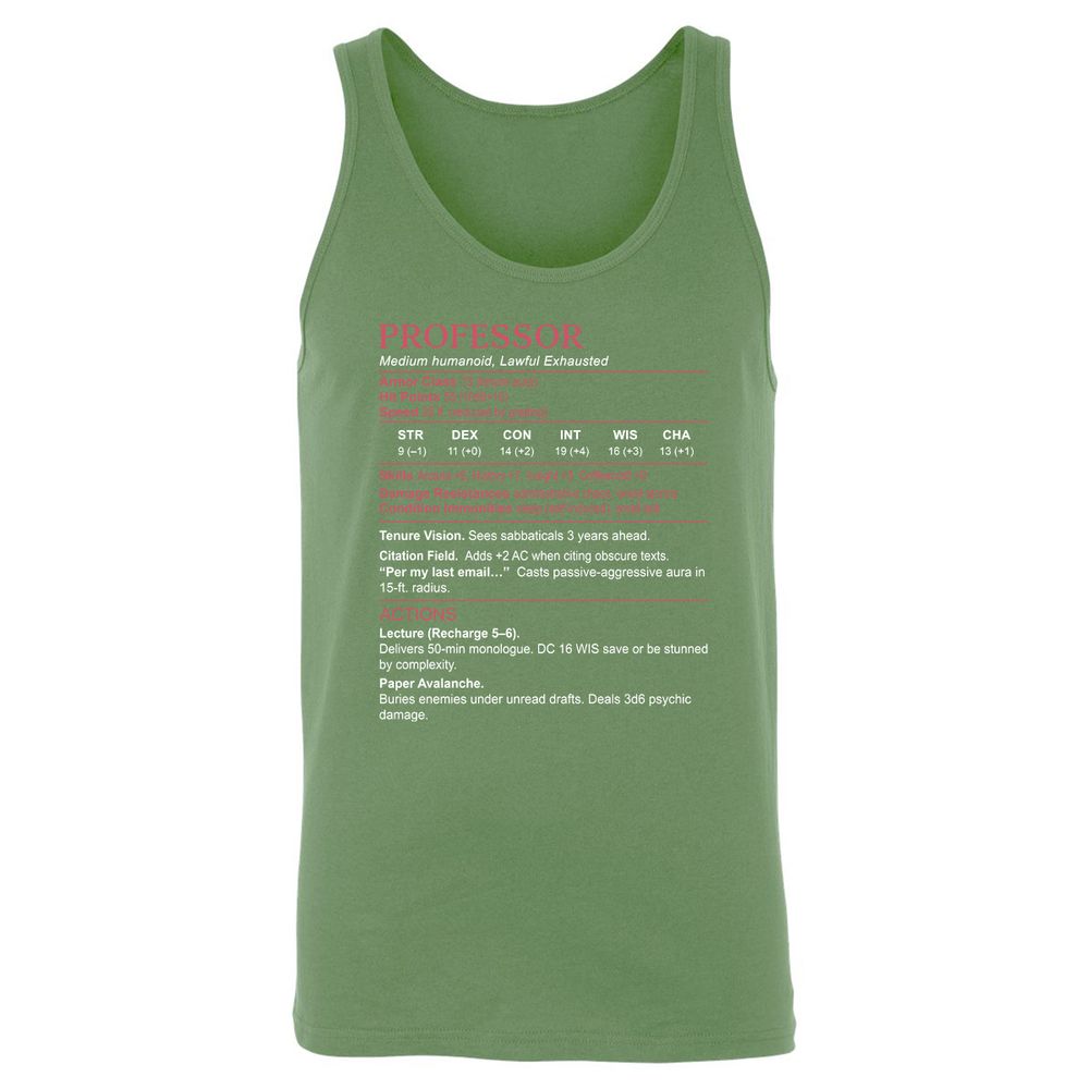 Professor Stats Unisex Jersey Tank - Leaf - 10