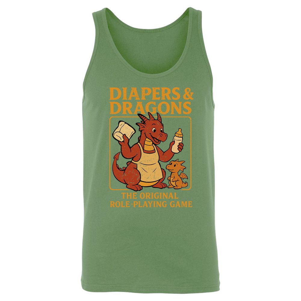 Diapers & Dragons Unisex Jersey Tank - Leaf - 10