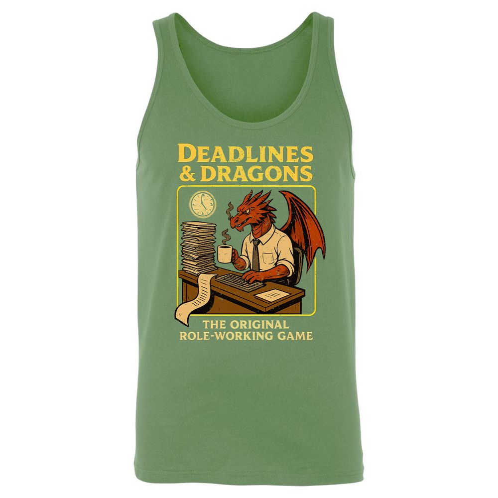 Deadlines & Dragons (Office Staff) Unisex Jersey Tank - Leaf - 10