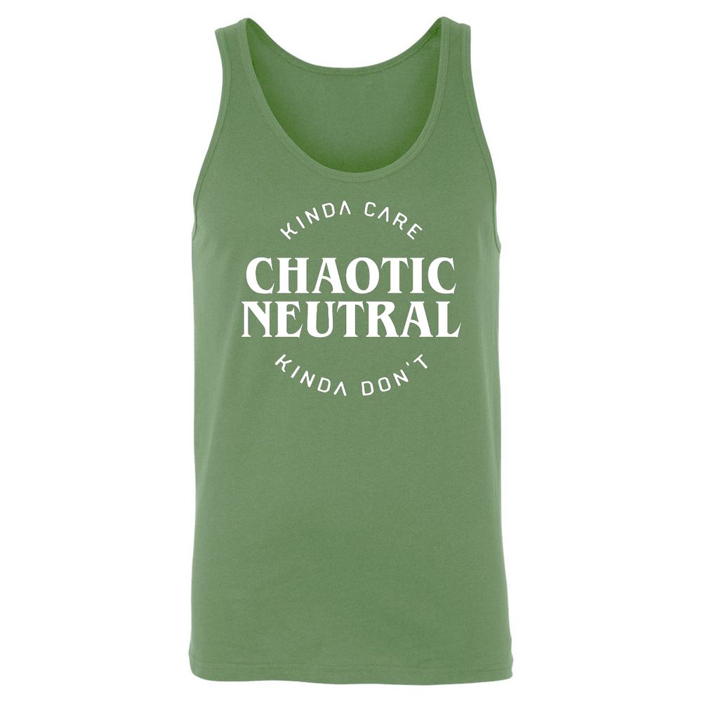 Chaotic Neutral Alignment Kinda Care Kinda Don't Unisex Jersey Tank - Leaf - 10