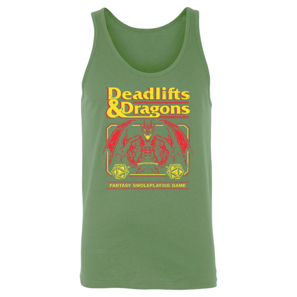 Deadlifts And Dragons Unisex Jersey Tank - Leaf - 10