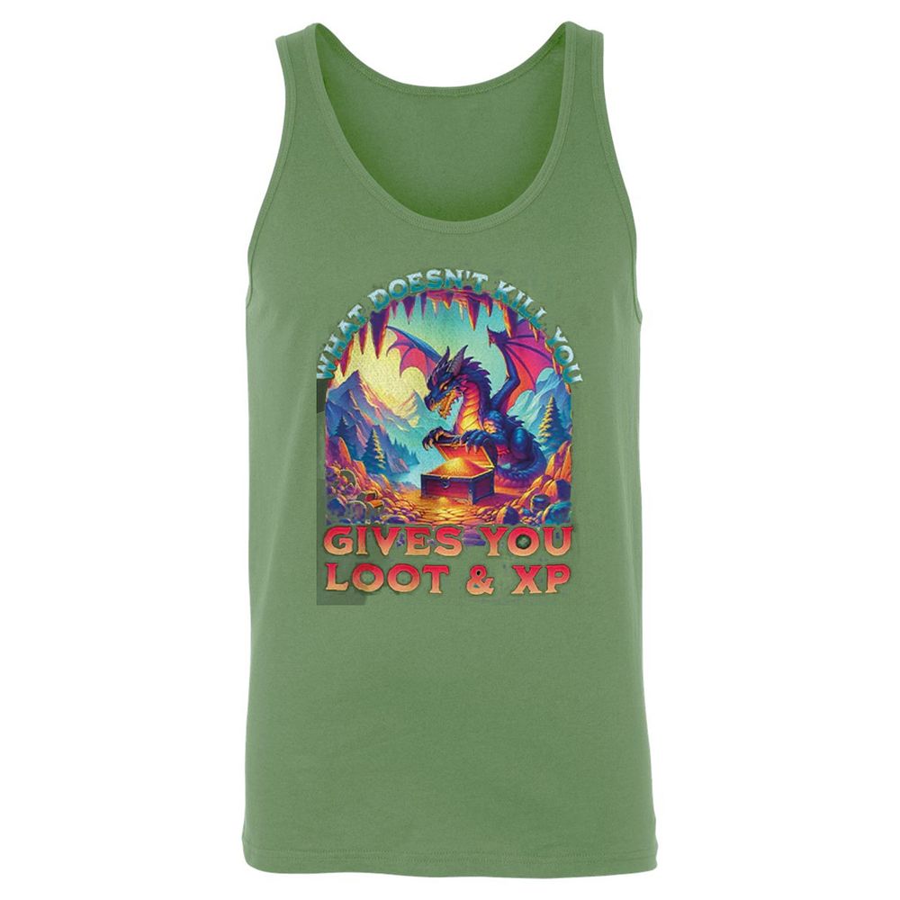 What Doesn't Kill You Give You Loot & XP Unisex Jersey Tank - Leaf - 10