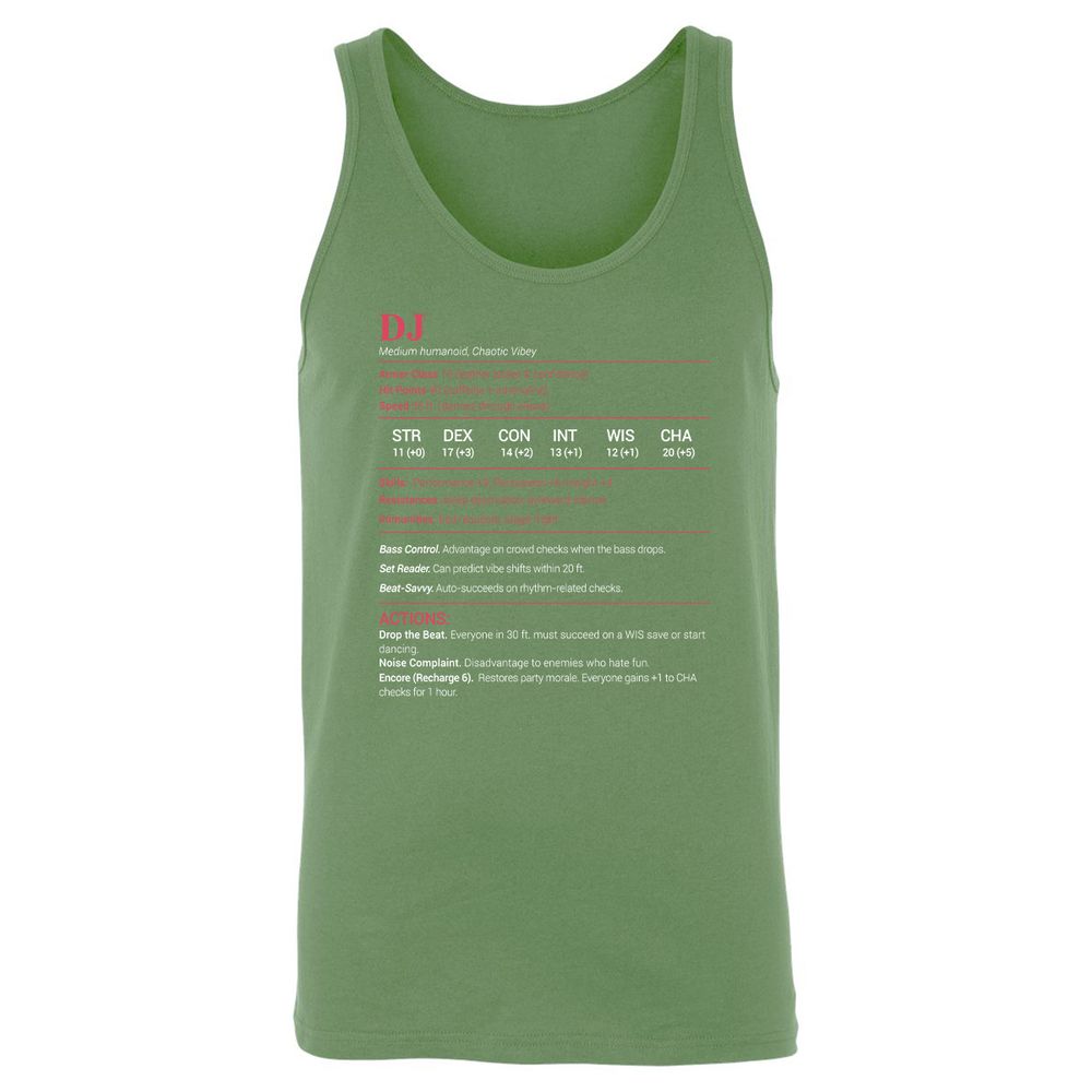 DJ Stats Unisex Jersey Tank - Leaf - 10