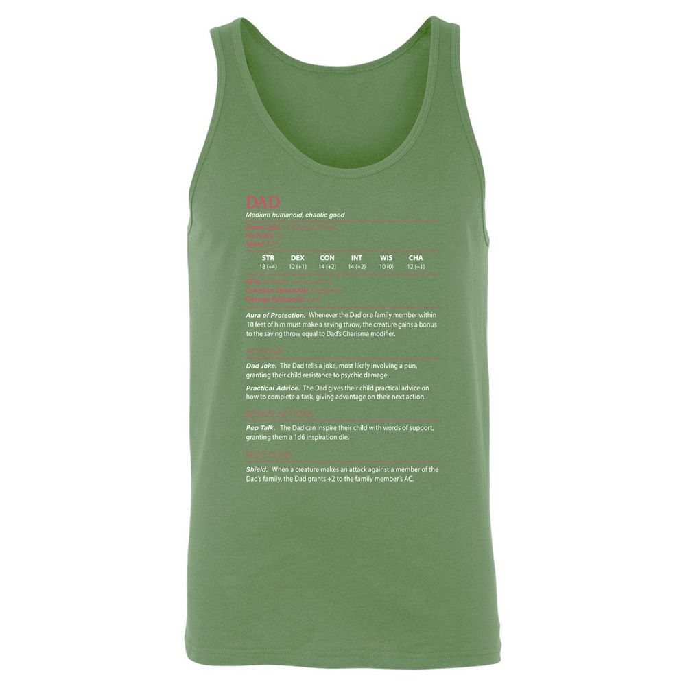 Dad Stats Unisex Jersey Tank - Leaf - 10